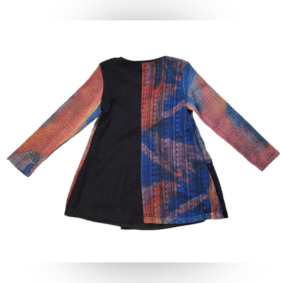 This & That Womens M Layered Mixed Media Longline Abstract Split Front Tunic Top - Picture 3 of 8